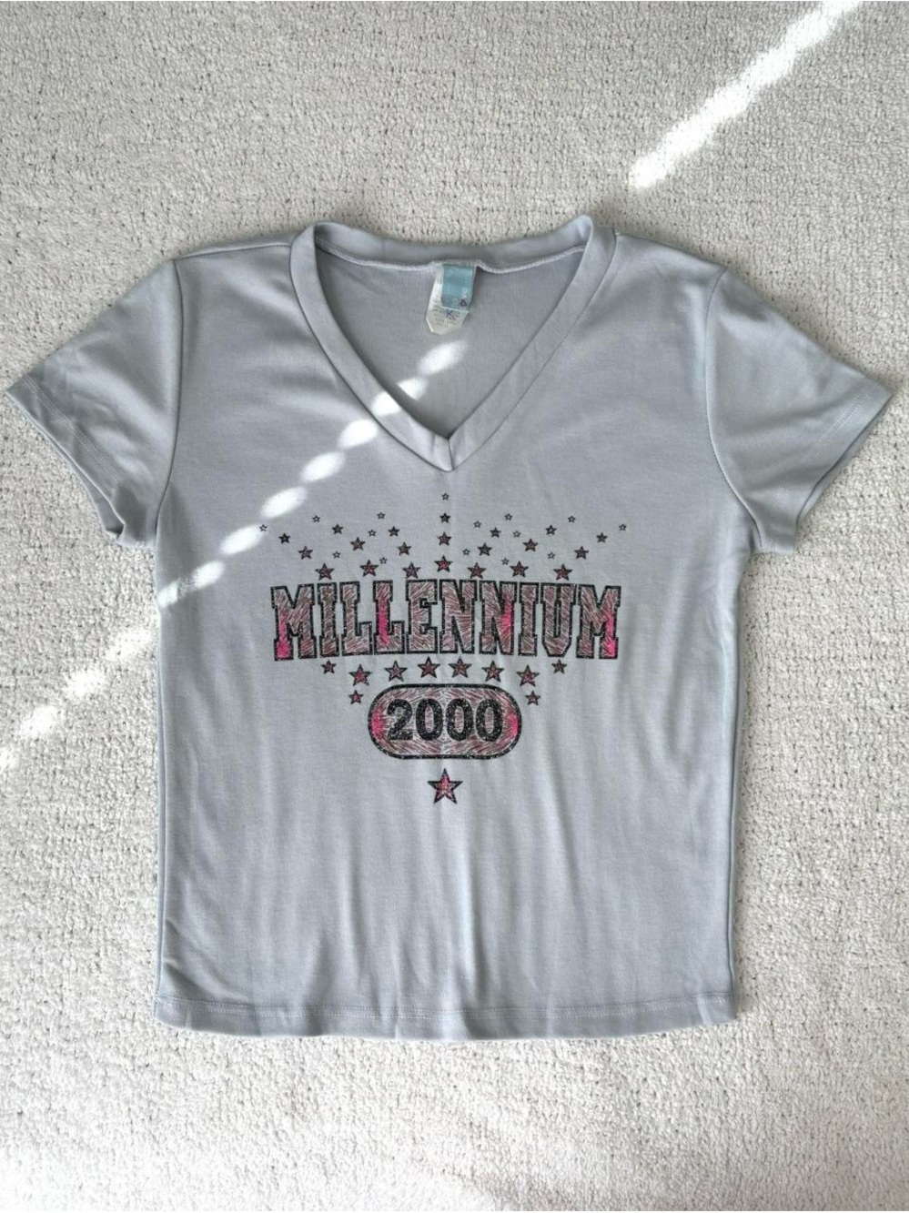 Y2K Millennium graphic glitter baby tee